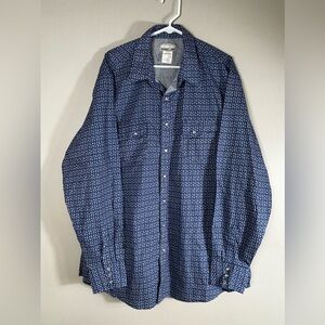 Wrangler Western Shirt Mens Size 2XT Pearl Snap Long Sleeve Blue Paisley Cowboy
